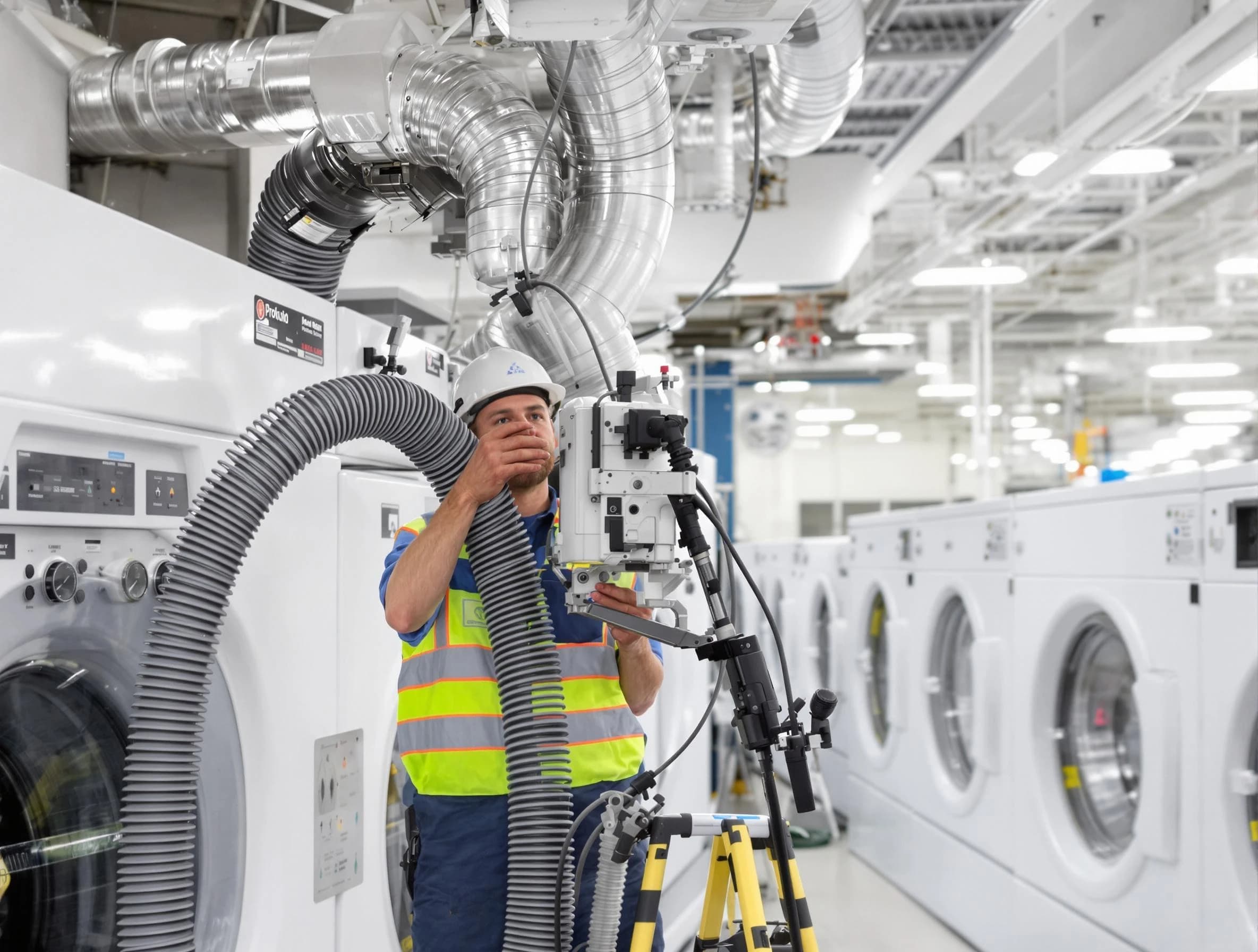 Del City Dryer Vent Cleaning team performing commercial-grade dryer vent cleaning at a business facility in Del City