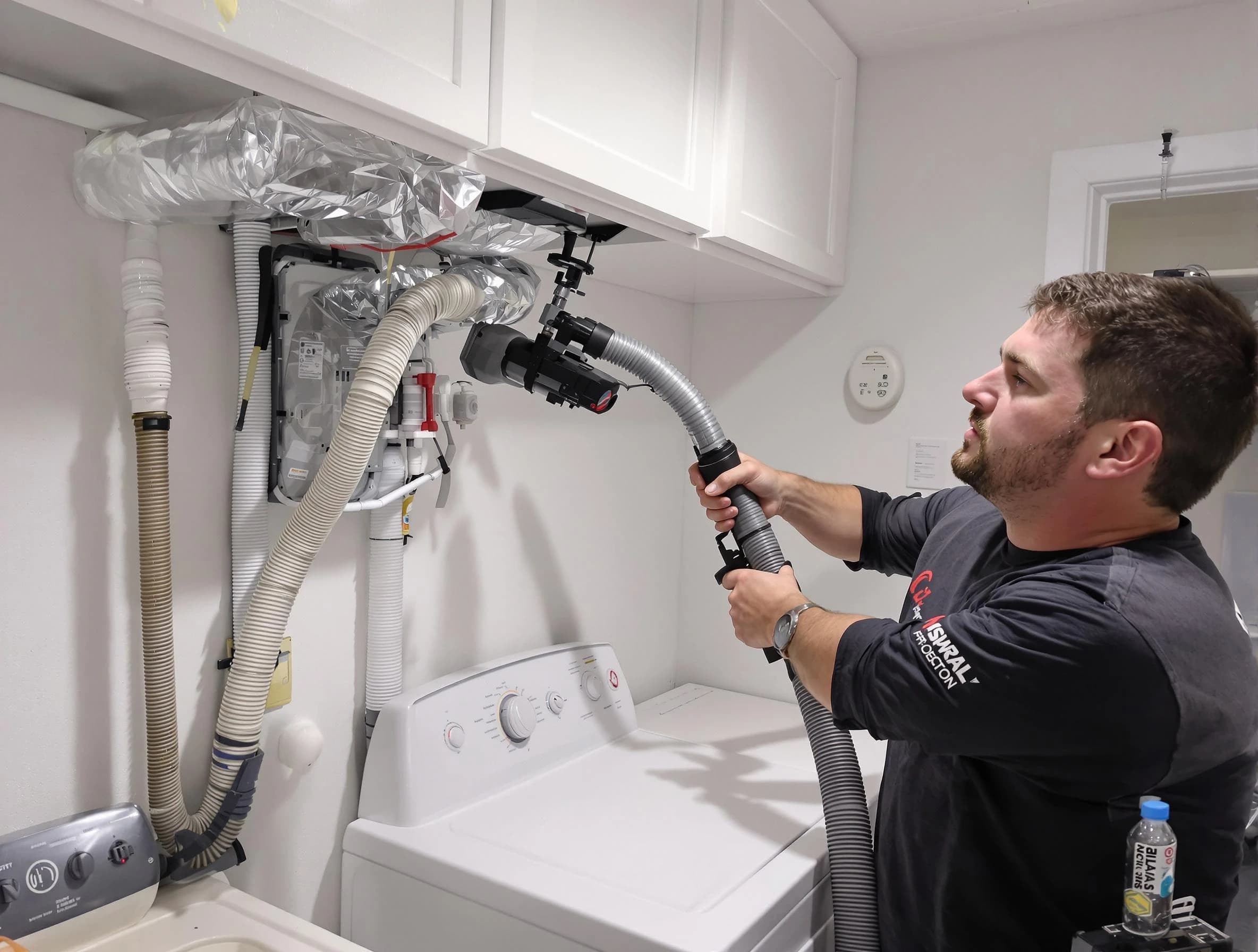 Del City Dryer Vent Cleaning certified technician performing safety-focused gas dryer vent cleaning in Del City