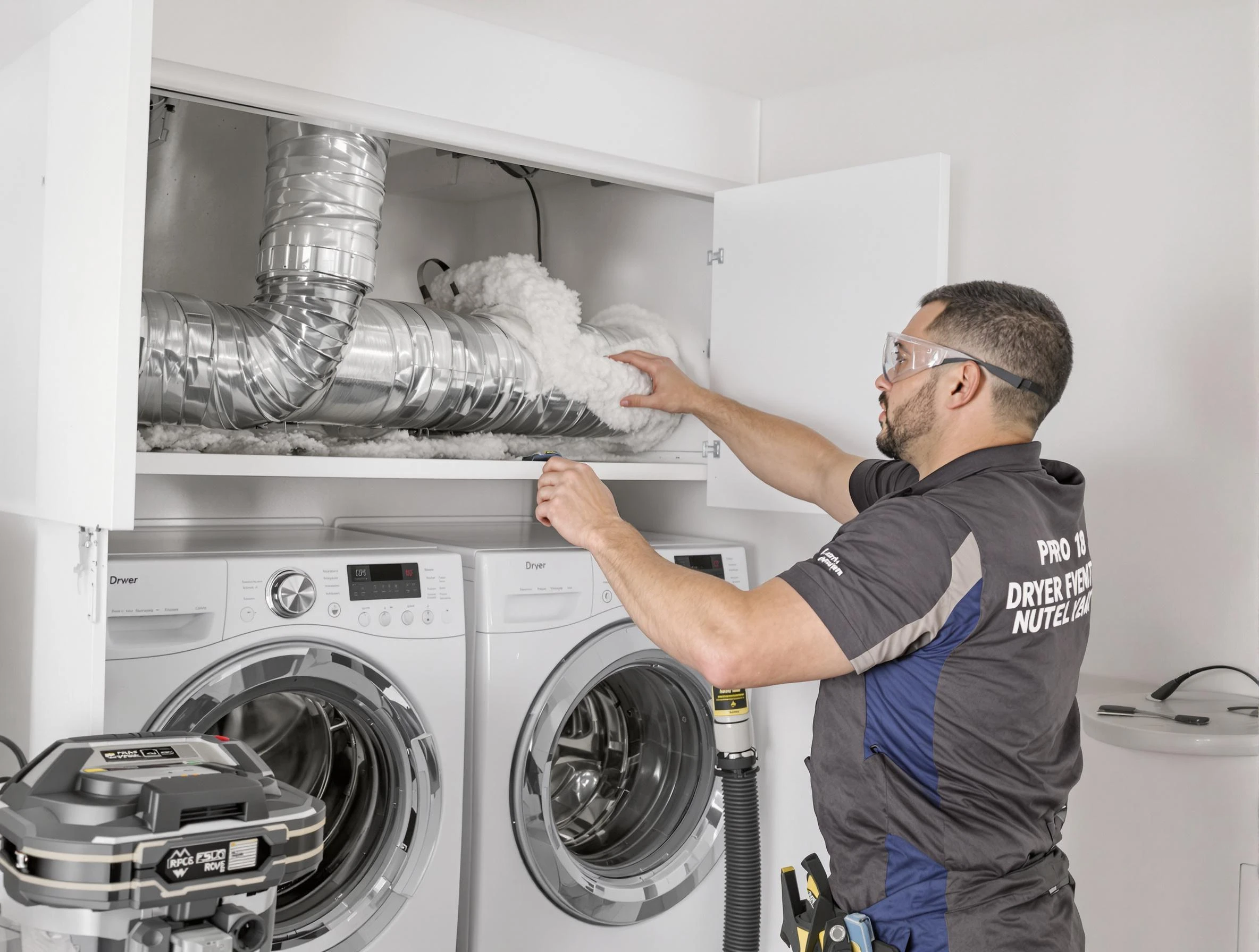 Del City Dryer Vent Cleaning certified technician performing specialized gas dryer vent cleaning in Del City